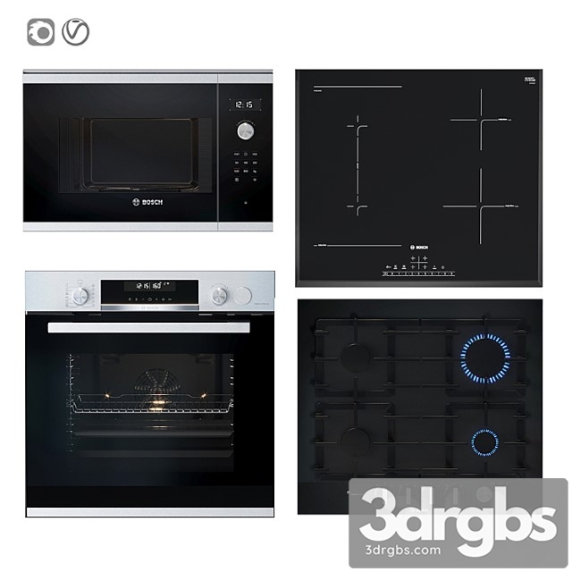 Set of Bosch Appliances Gray 6 3dsmax Download - thumbnail 1