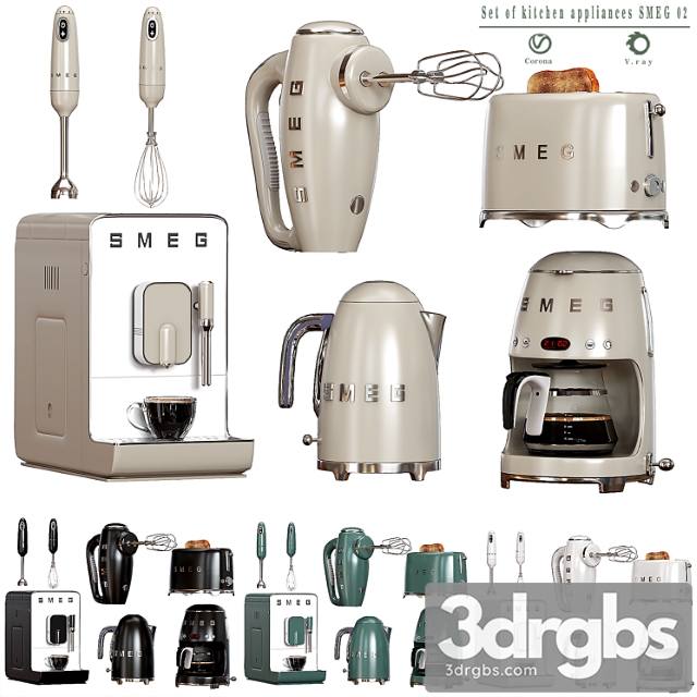 Set of kitchen appliances smeg 02 2 3dsmax Download - thumbnail 1