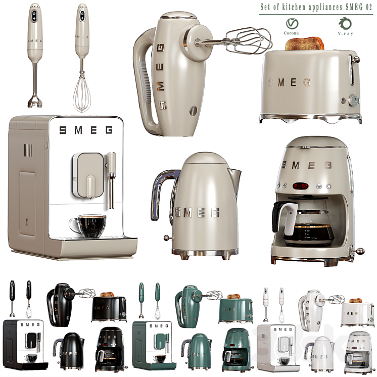 Set of kitchen appliances SMEG 02 3DS Max - thumbnail 1