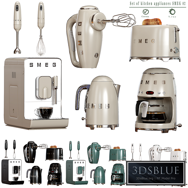 Set of kitchen appliances SMEG 02 3DS Max - thumbnail 3