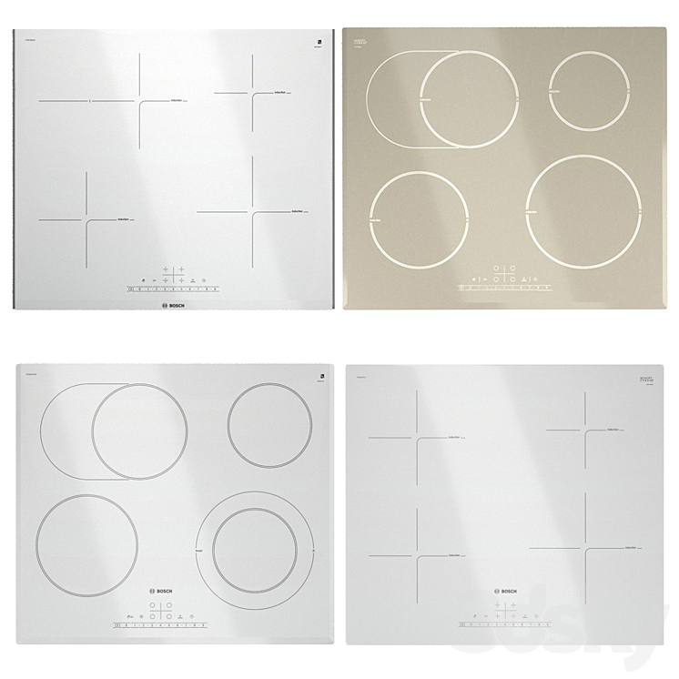 Set of light Bosch hobs 3DS Max - thumbnail 1