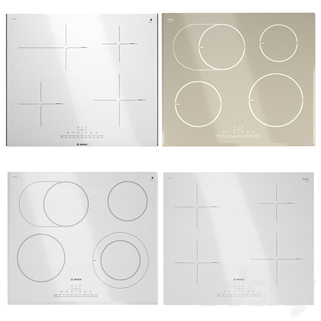 Set of light Bosch hobs 3DSMax File - thumbnail 1