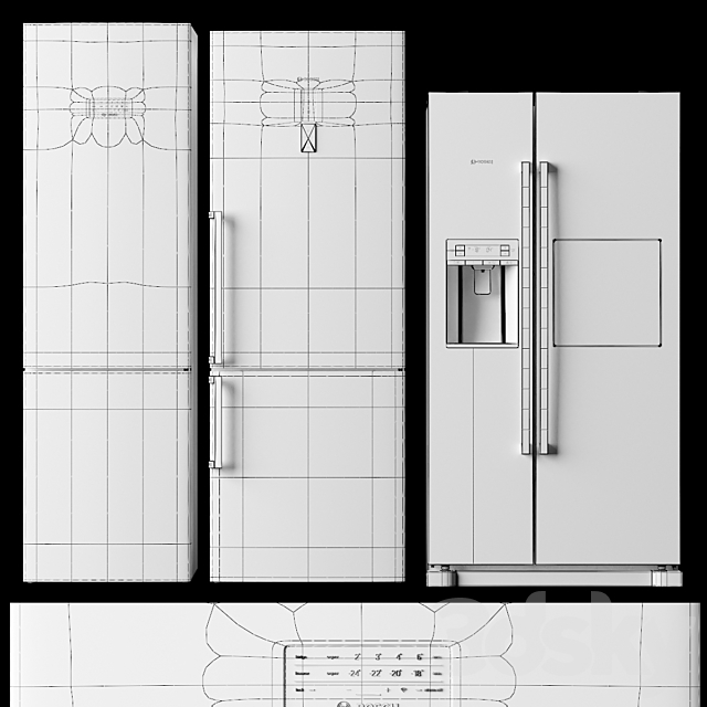 Set of refrigerators BOSCH 3DS Max Model - thumbnail 3