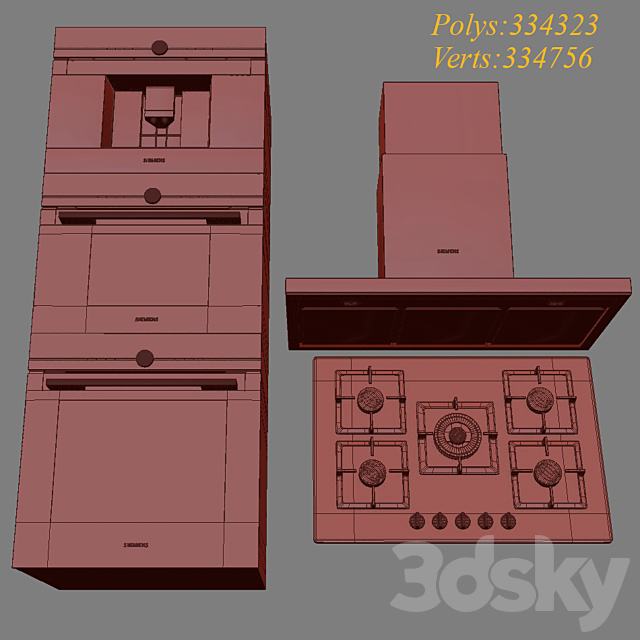 Siemens Kitchen Appliance Set 3DS Max Model - thumbnail 4