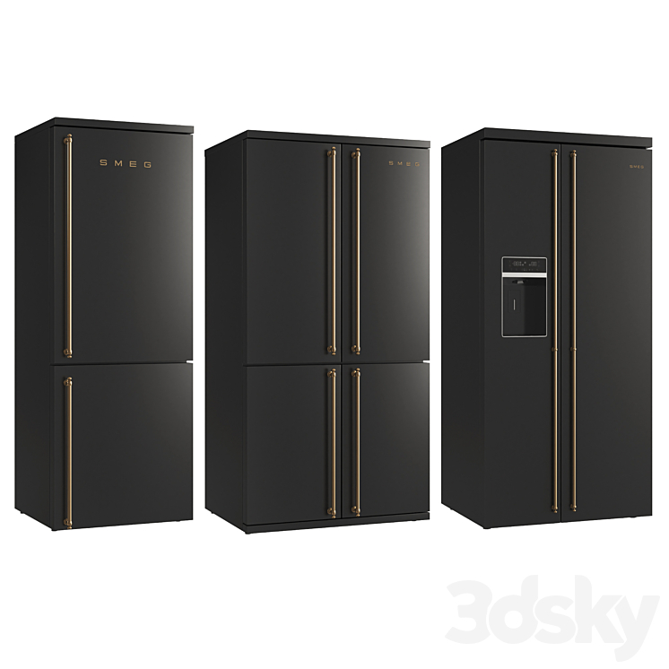 Smeg Coloniale Refrigerators black 3DS Max - thumbnail 1