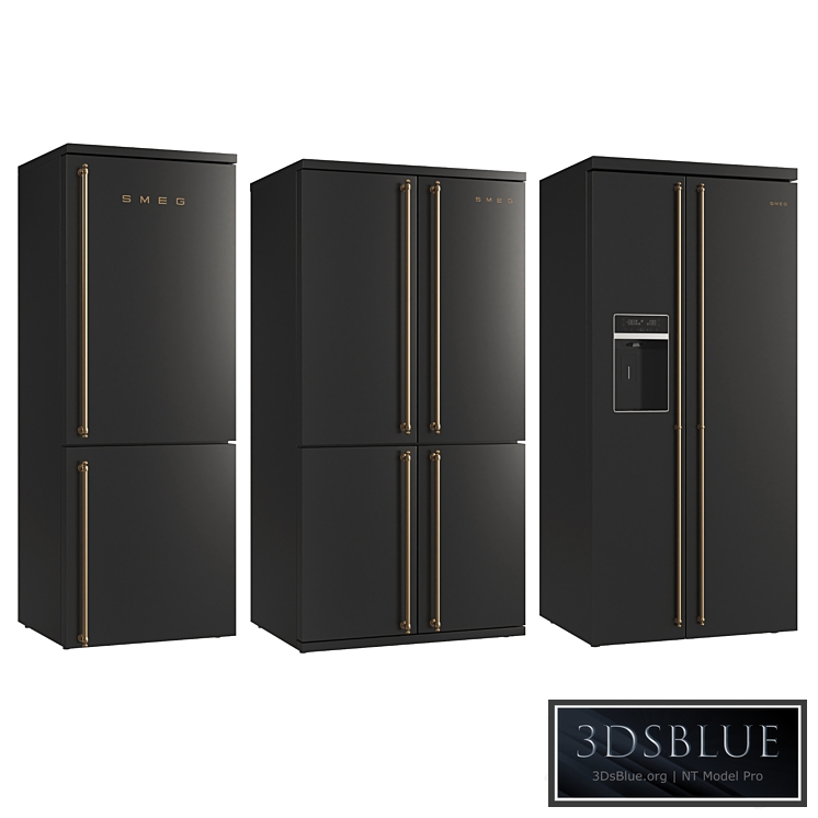 Smeg Coloniale Refrigerators black 3DS Max - thumbnail 3