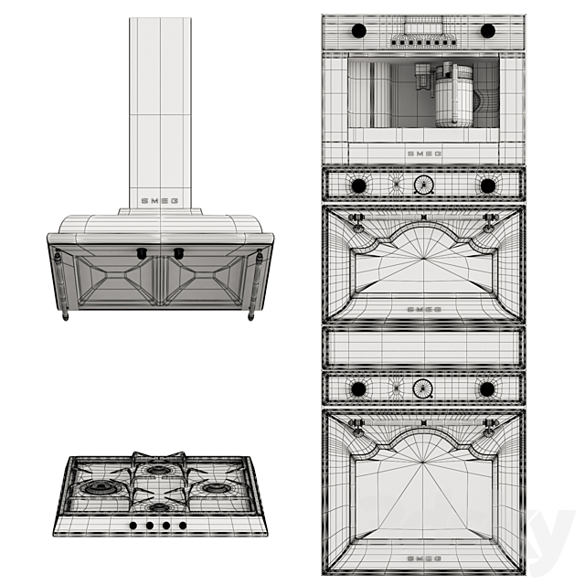 Smeg Cortina Black 3DS Max Model - thumbnail 2