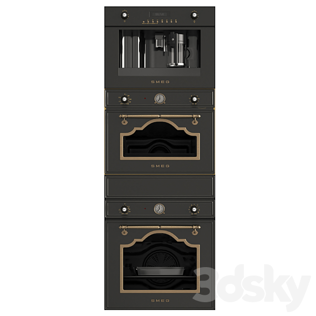 Smeg Cortina Black 3DS Max Model - thumbnail 4