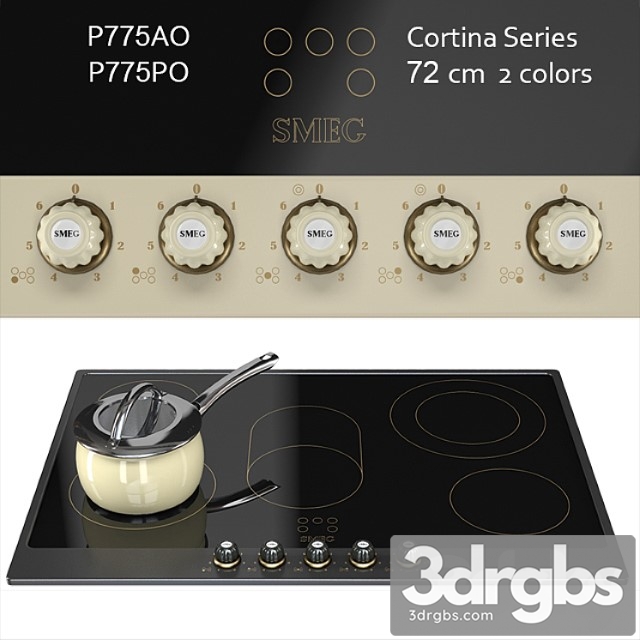 Smeg Cortina P775 72cm Ceramic Hob Cream Anthracite Brass 2 3dsmax Download - thumbnail 1