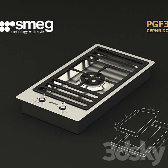 Smeg PGF31G 3ds Max - thumbnail 1