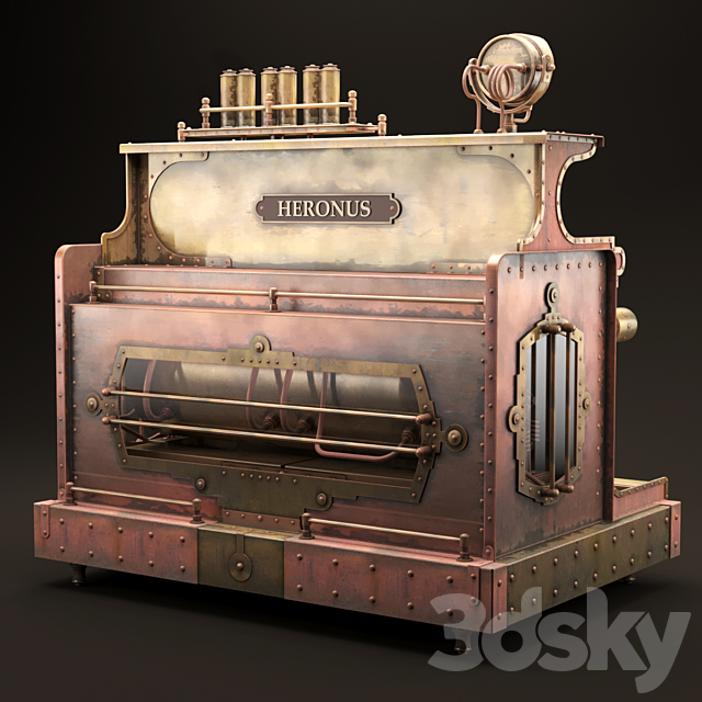 steampunk coffee machine 3DS Max Model - thumbnail 2