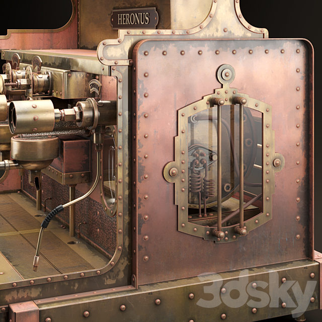 steampunk coffee machine 3DS Max Model - thumbnail 3