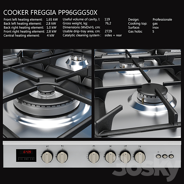 Stove FREGGIA PP96GGG50X 3ds Max - thumbnail 2