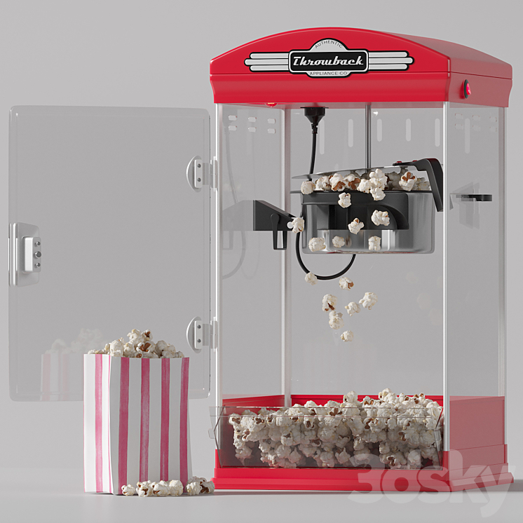 Throwback Movie Theater Popcorn Machine with Cart 3DS Max Model - thumbnail 2