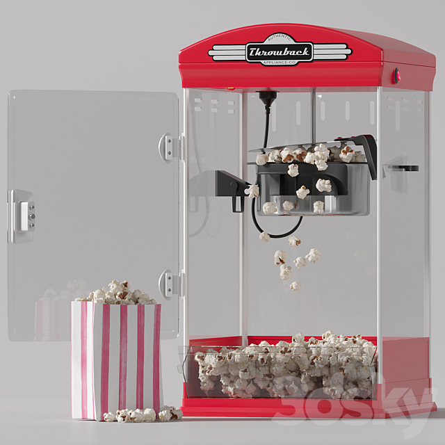 Throwback Movie Theater Popcorn Machine with Cart 3DS Max Model - thumbnail 2