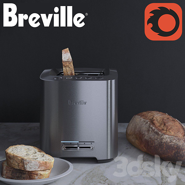 Toaster “Breville” with some bread 3DSMax File - thumbnail 1