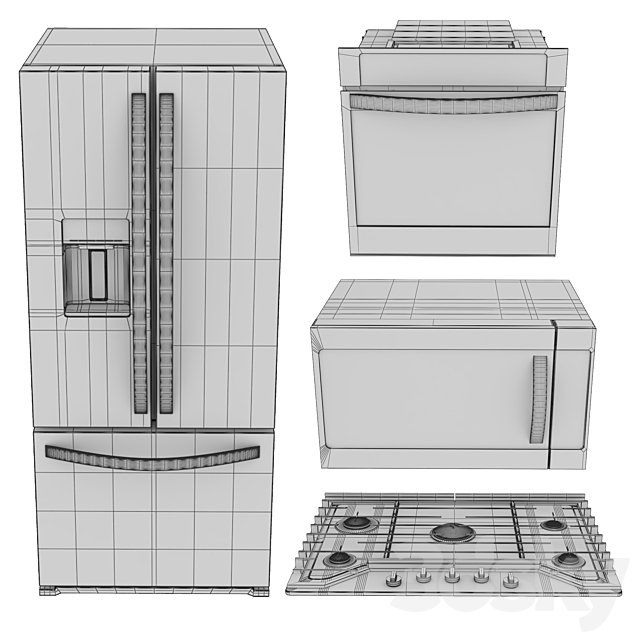 Whirlpool kitchen appliances collection 3DSMax File - thumbnail 7