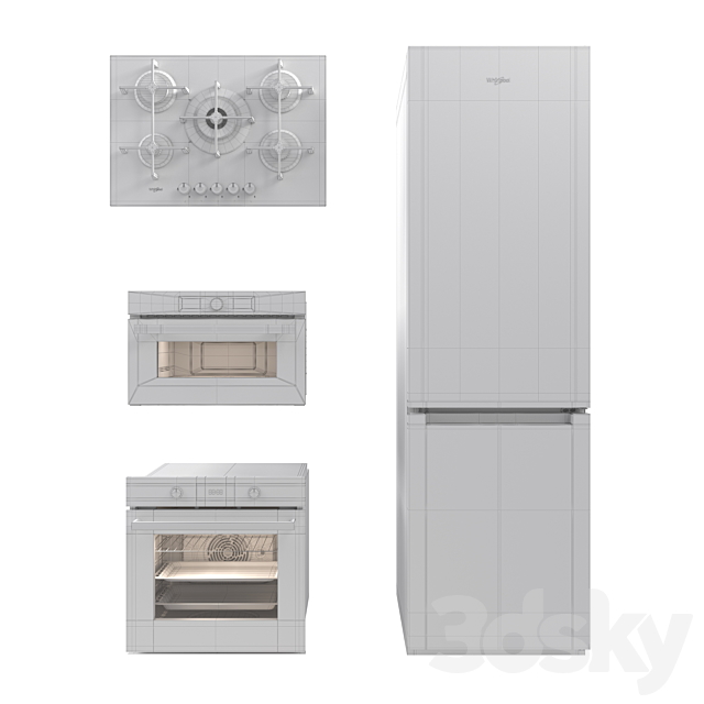 Whirlpool \\ Kitchen appliances Whirlpool set 3DS Max Model - thumbnail 3