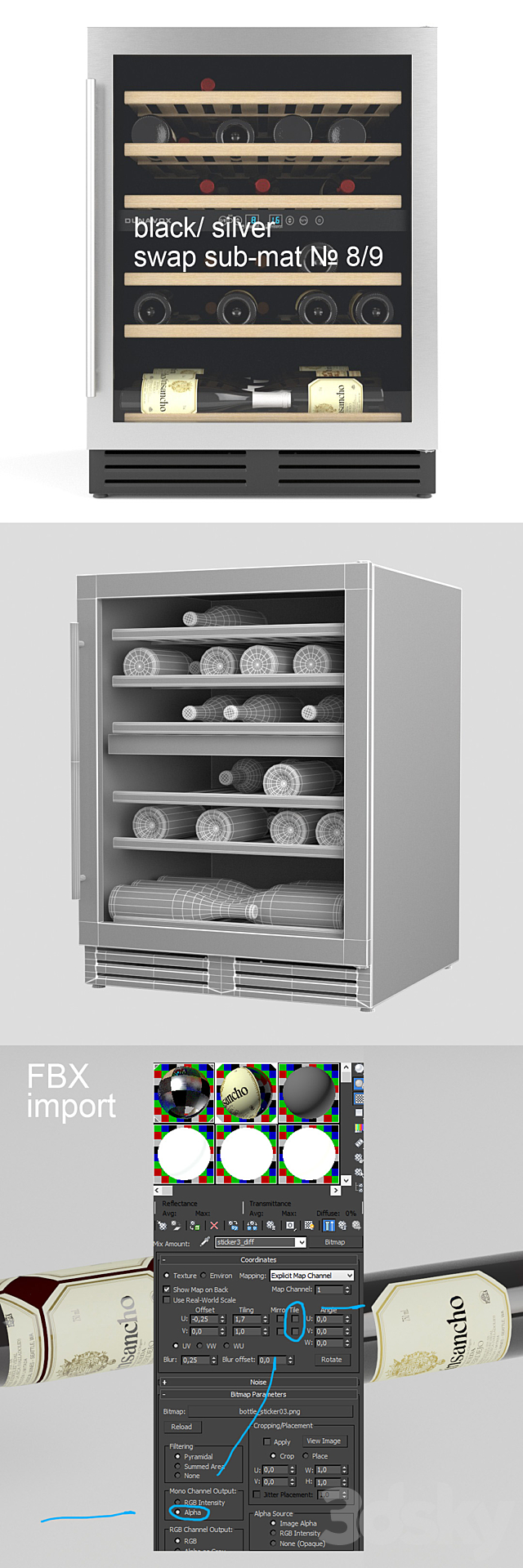 Wine cabinet Dunavox DX51 3ds Max - thumbnail 3