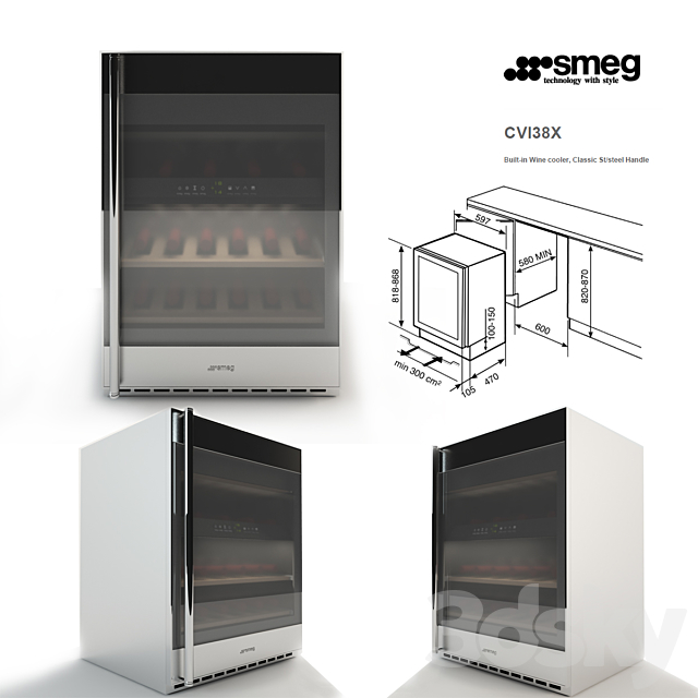 Wine fridge Smeg 3DSMax File - thumbnail 1