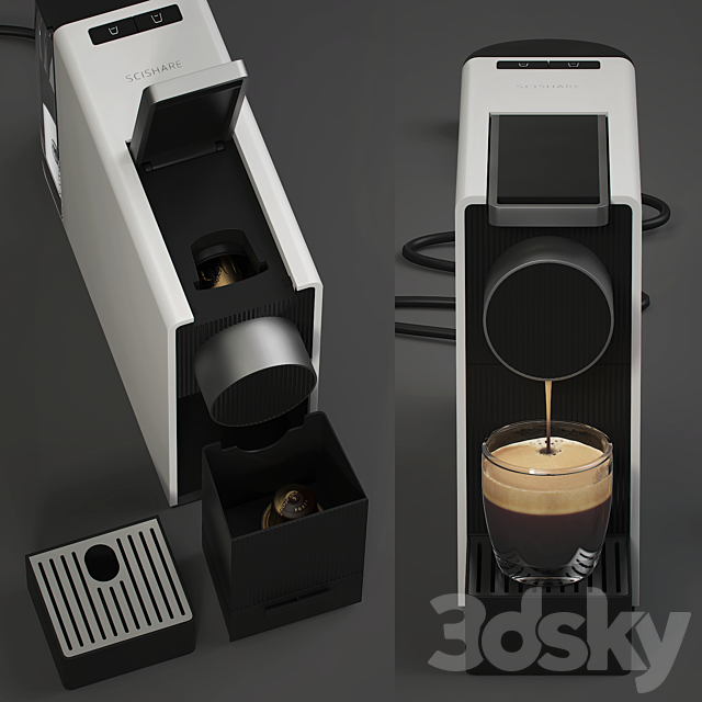 Xiaomi SCISHARE Capsule Coffee Machine Mini 3DS Max Model - thumbnail 2