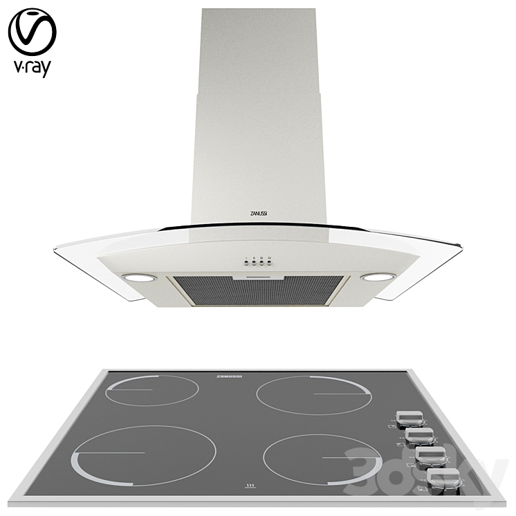 Zanussi Cooker Hood and Electric Hob 3DS Max - thumbnail 1