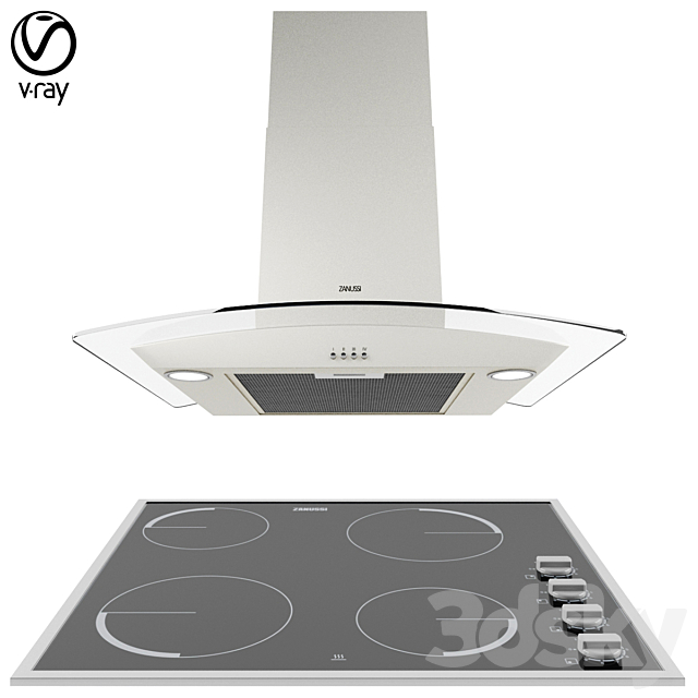 Zanussi Cooker Hood and Electric Hob 3DSMax File - thumbnail 1