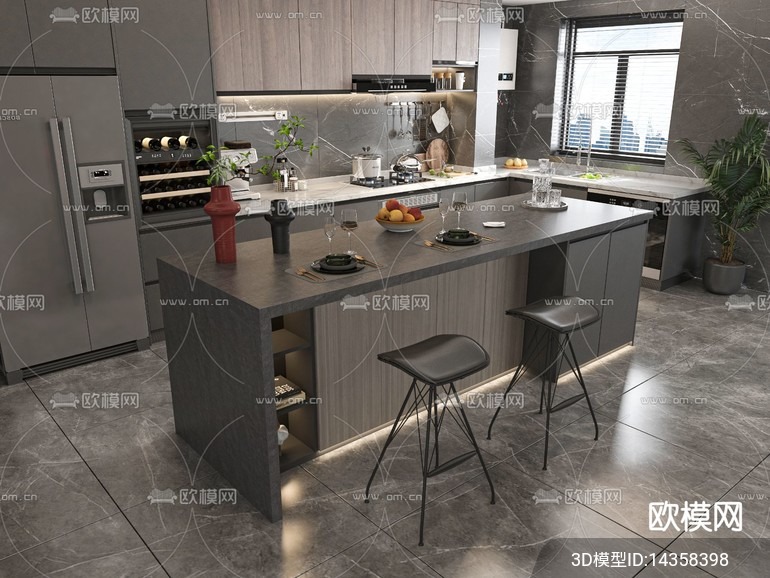 KITCHEN SETS – VRAY / CORONA – 3D MODEL – 1481 - thumbnail 1