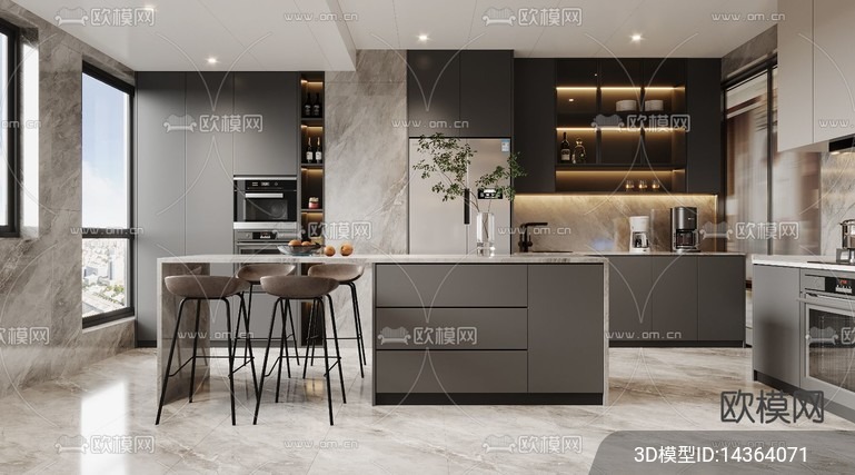 KITCHEN SETS – VRAY / CORONA – 3D MODEL – 1495 - thumbnail 1