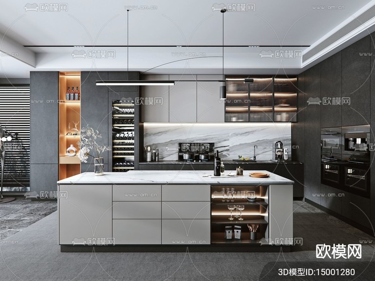 KITCHEN SETS – VRAY / CORONA – 3D MODEL – 1538 - thumbnail 1