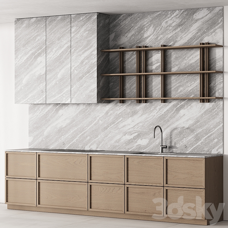 189 modern kitchen 09 snow marble and wood 00 3DS Max Model - thumbnail 3