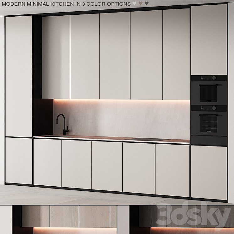 233 modern kitchen 11 minimal modern 3 options 00 3DS Max - thumbnail 1