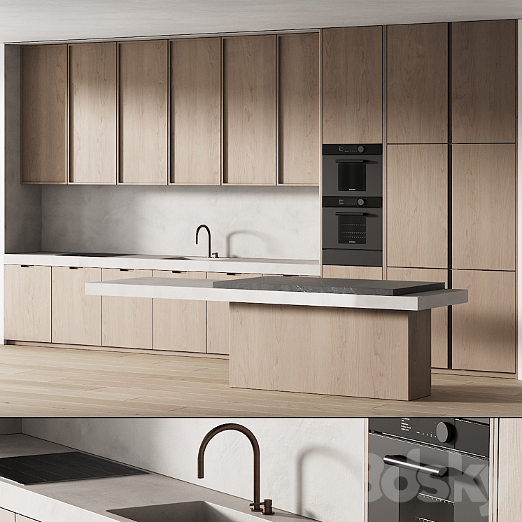 242 modern kitchen 15 minimal modern kitchen with island 06 3DS Max Model - thumbnail 1