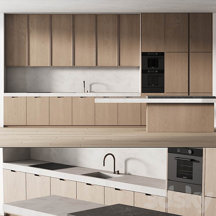 242 modern kitchen 15 minimal modern kitchen with island 06 3DS Max Model - thumbnail 2