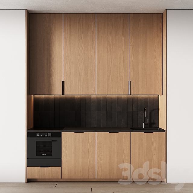 452 modern kitchen 17 mini kitchen 04 wood japandi in 2 options 3DS Max Model - thumbnail 4