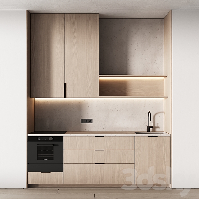 452 modern kitchen 17 mini kitchen 04 wood japandi in 2 options 3DS Max Model - thumbnail 5