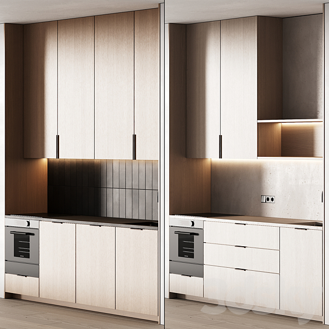 452 modern kitchen 17 mini kitchen 04 wood japandi in 2 options 3DS Max Model - thumbnail 6