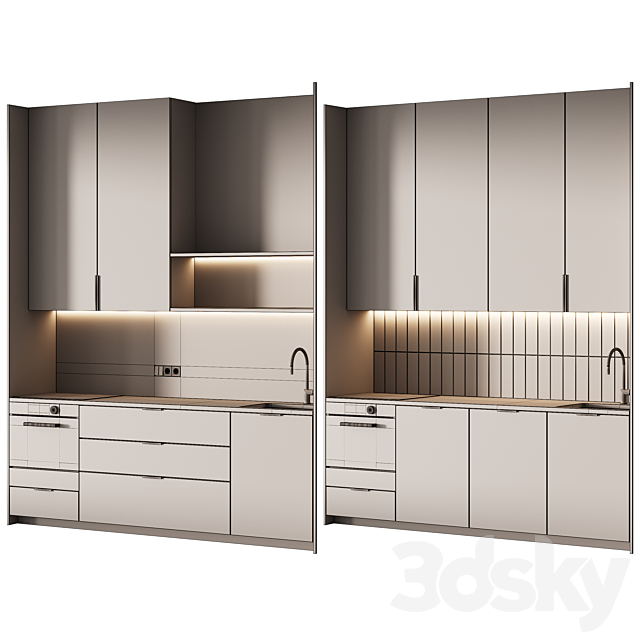 452 modern kitchen 17 mini kitchen 04 wood japandi in 2 options 3DS Max Model - thumbnail 7