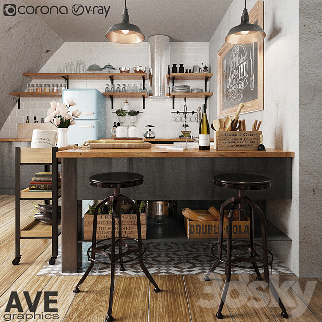 AVE Kitchen bar volume 3DSMax File - thumbnail 1