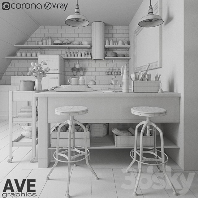 AVE Kitchen bar volume 3DSMax File - thumbnail 3