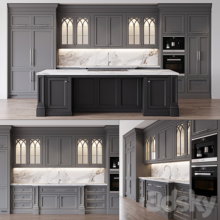 Classic kitchen 1 3DS Max - thumbnail 1