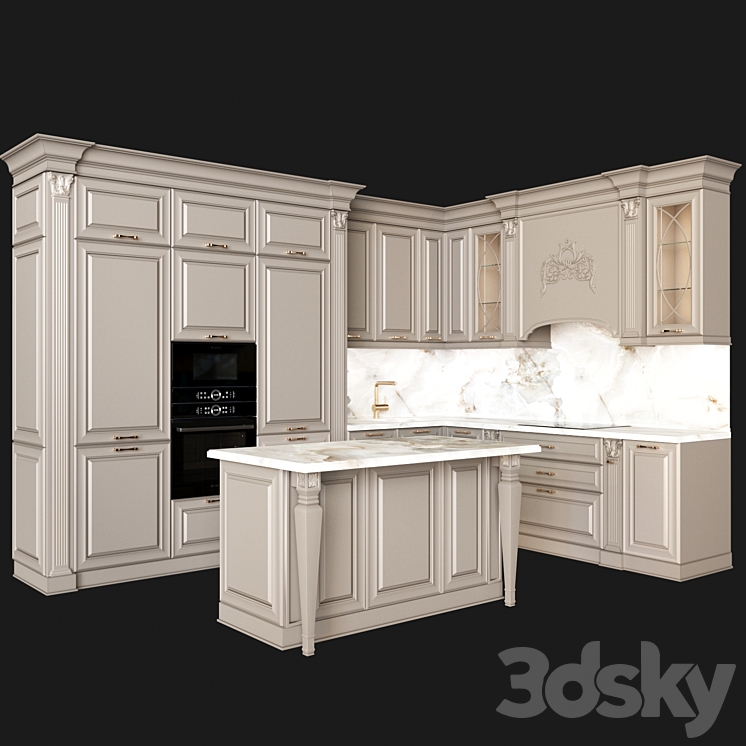 classic kitchen 3DS Max Model - thumbnail 1