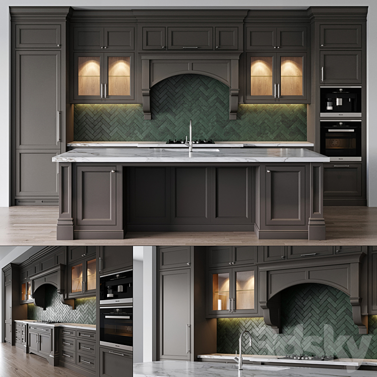 Classic kitchen 4 3DS Max - thumbnail 1