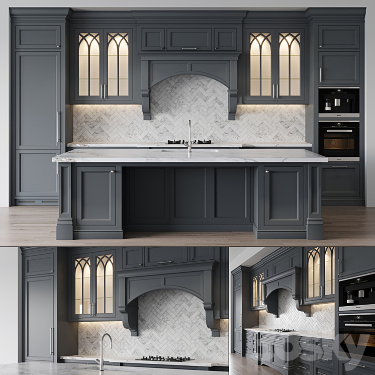 Classic kitchen 5 3DS Max Model - thumbnail 1