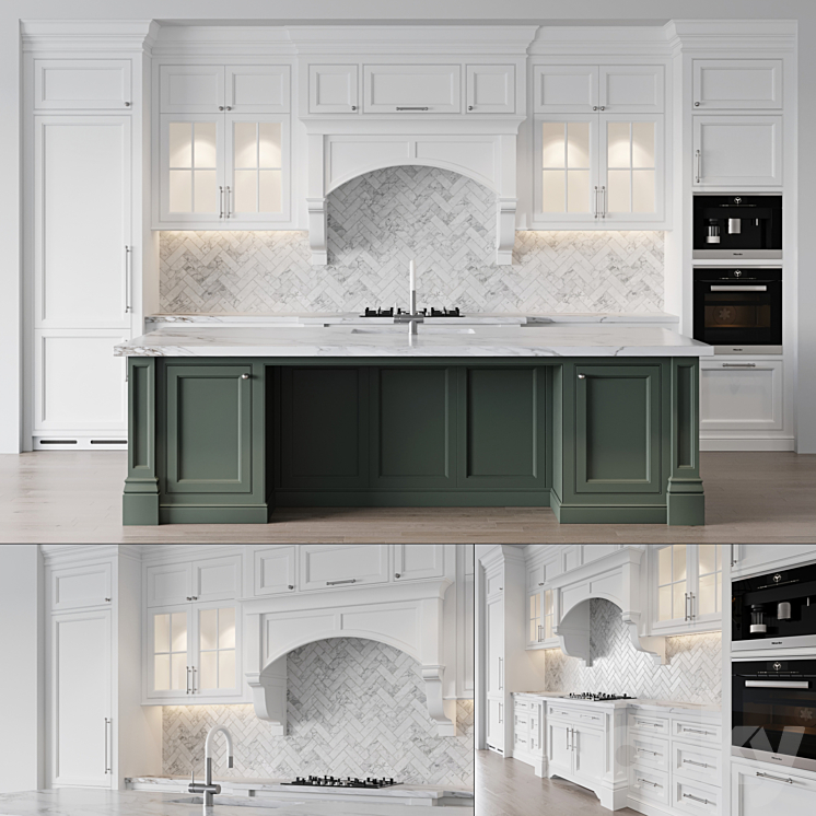 Classic kitchen 6 3DS Max Model - thumbnail 1