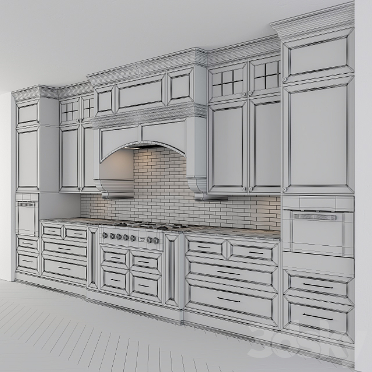 Classic kitchen dark 3DS Max - thumbnail 2