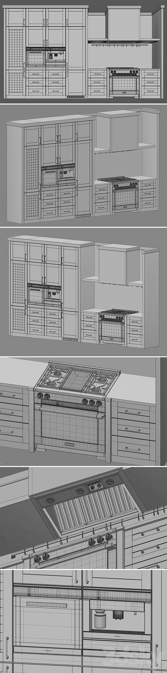 Classic Kitchen set03 3DS Max Model - thumbnail 3