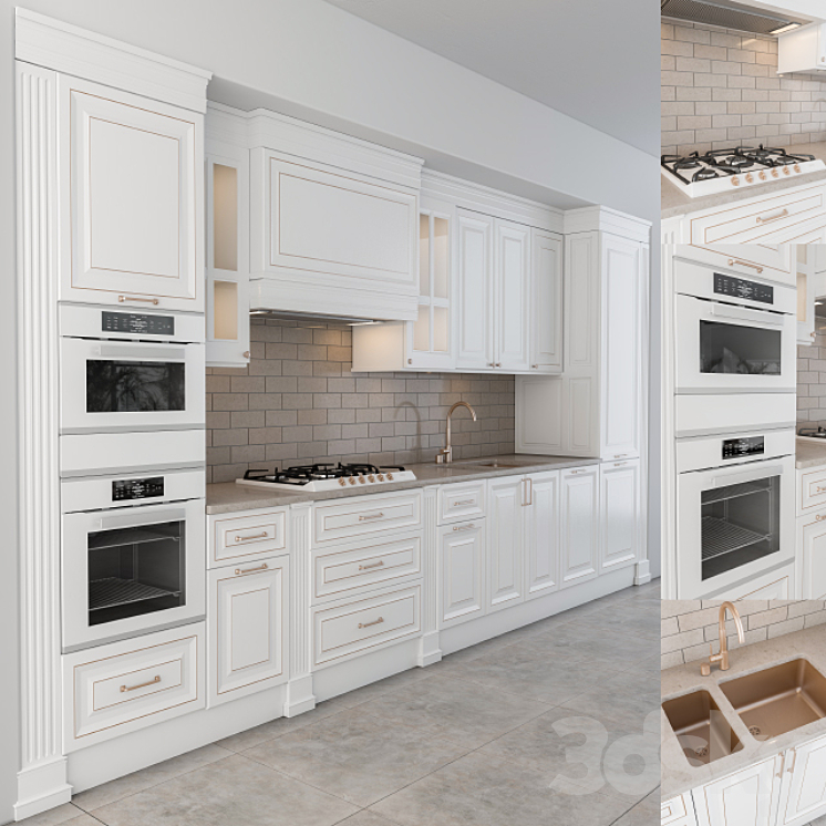 Classic kitchen white 3DS Max - thumbnail 1