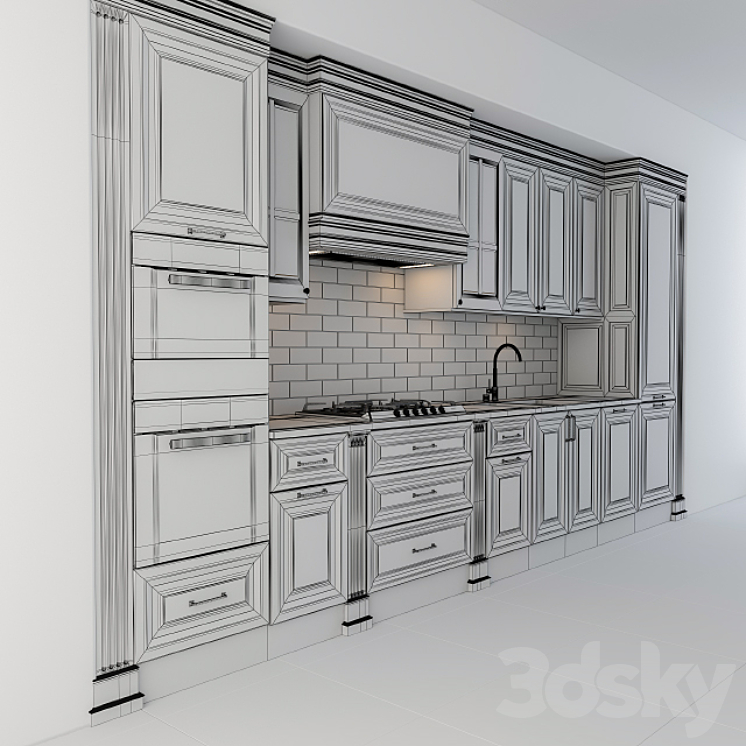 Classic kitchen white 3DS Max - thumbnail 2