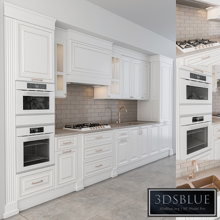 Classic kitchen white 3DS Max - thumbnail 3